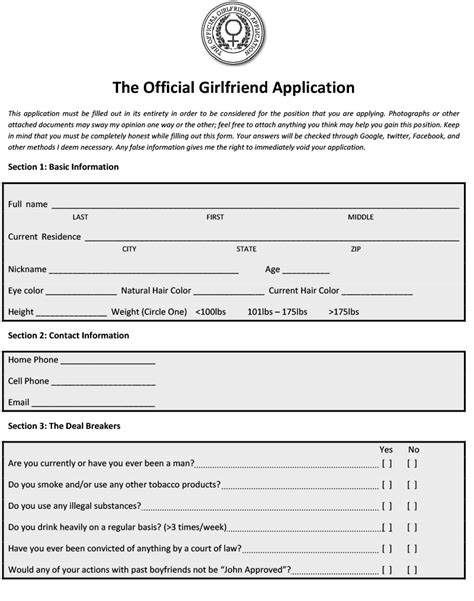 girlfriend application form|Girlfriend Application